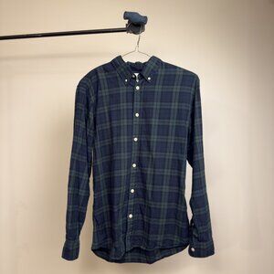 Selected Homme Green/Black Plaid Button-Up Shirt (Medium)